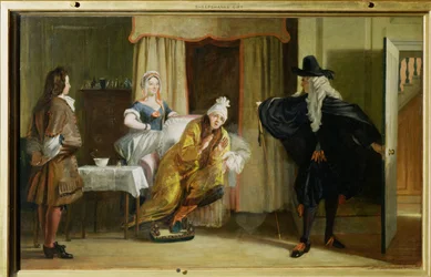 Scen ur "Le Malade Imaginaire" av Moliere (1622-73)